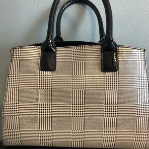 Betsey Johnson Black and Cream Plaid Purse